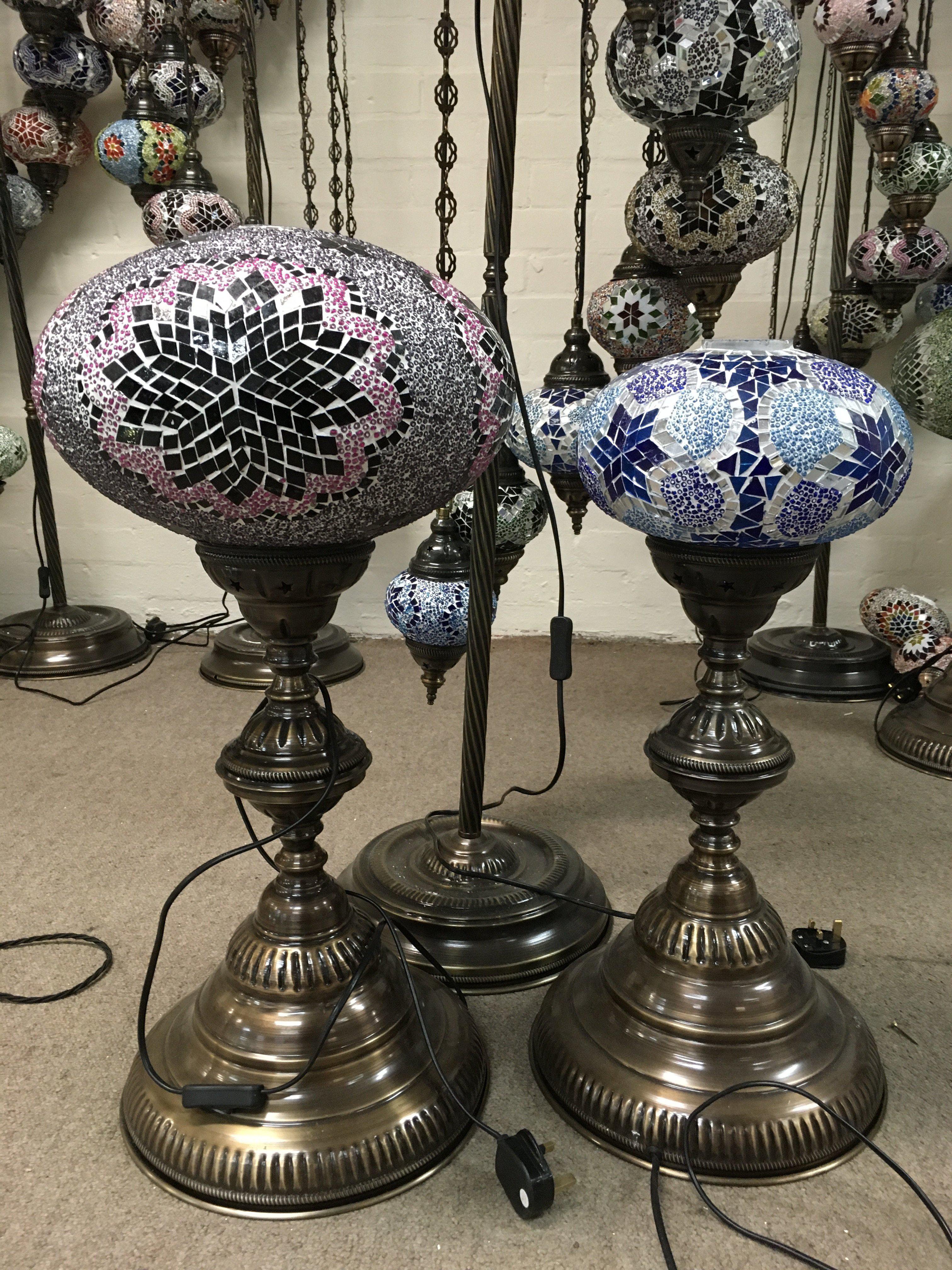 Three Moorish style lamps including standard lamp