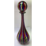 A Venini harlequin design Bulbous form decanter with stopper, purchased in the early 80s in