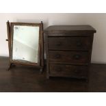 A small George III walnut dressing mirror, a small