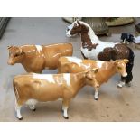 Three Beswick cows and one Beswick horse - NO RESE