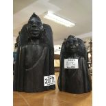 Two African Native carved male figures with origin