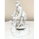 A 19th century white glazed porcelain figure of a