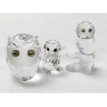 Four Swarovski Crystal owls with original boxes an