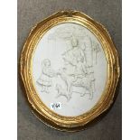 A Victorian style gilt framed oval plaque depictin