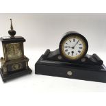 A pair of marble clocks, one Victorian. No reserve.