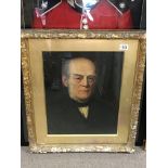 A 19th century oil on canvas depicting a gentleman’s face in a gilt frame measuring approximately