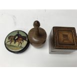 A small Tunbridge ware style square box together w