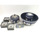 A small collection of basalt china Wedgwood items.