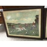 A pair of French Lithographs of de Condamy framed hunting prints signed by the artist.