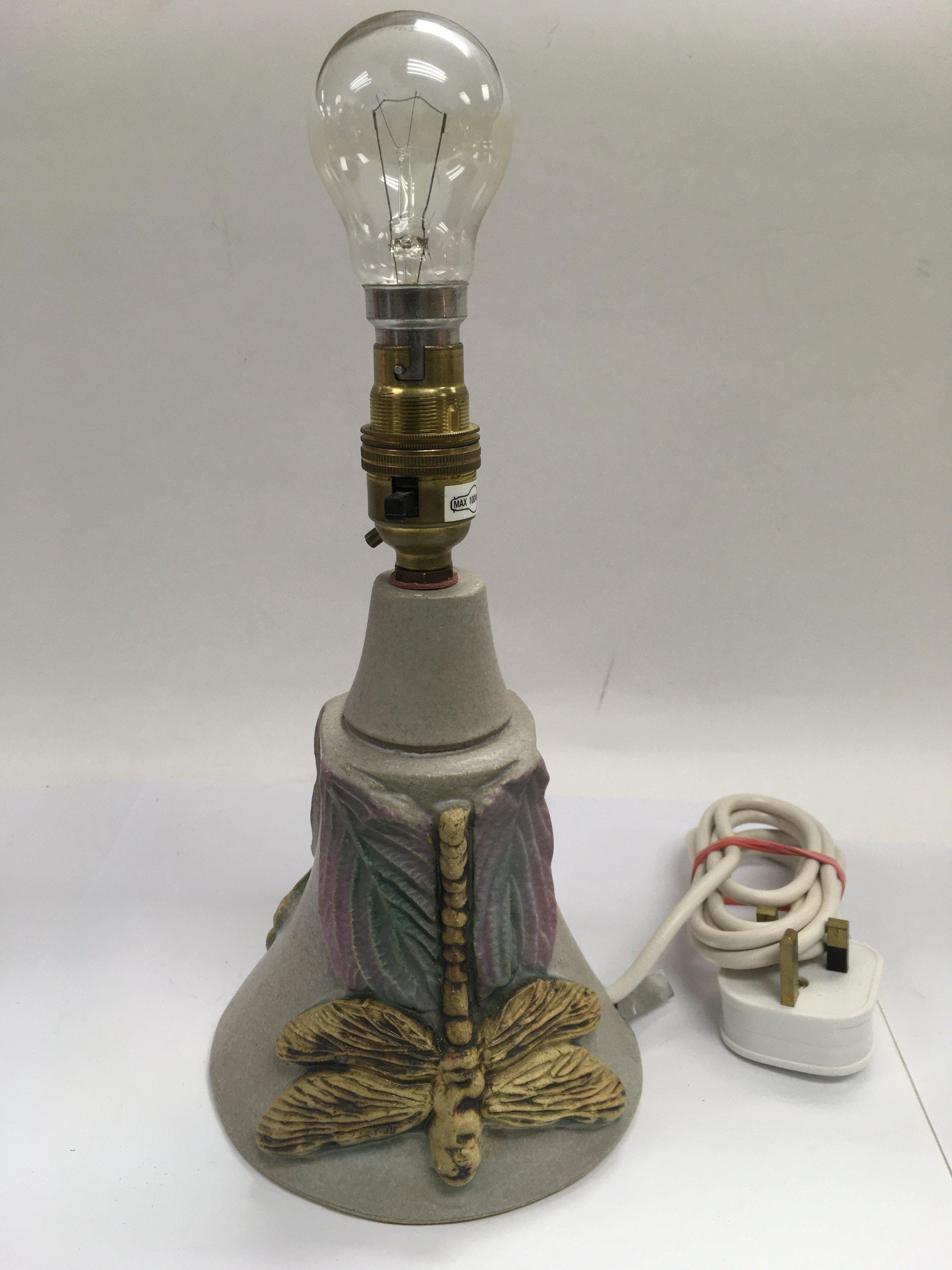 A Bernard Rooke pottery table lamp, approx height