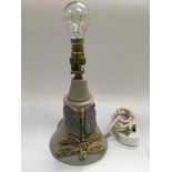 A Bernard Rooke pottery table lamp, approx height