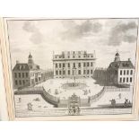 A large framed early 19th century print entitled The Royal Hospitall at Chelsey 11cmx 79cm a view of