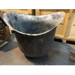 A large and unusual helmet shaped copper industrial size washing bowl. Hight 88cm diameter 93cm.
