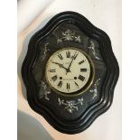 A Continental late 19th century wall clock the case with mother of pearl decoration maker E