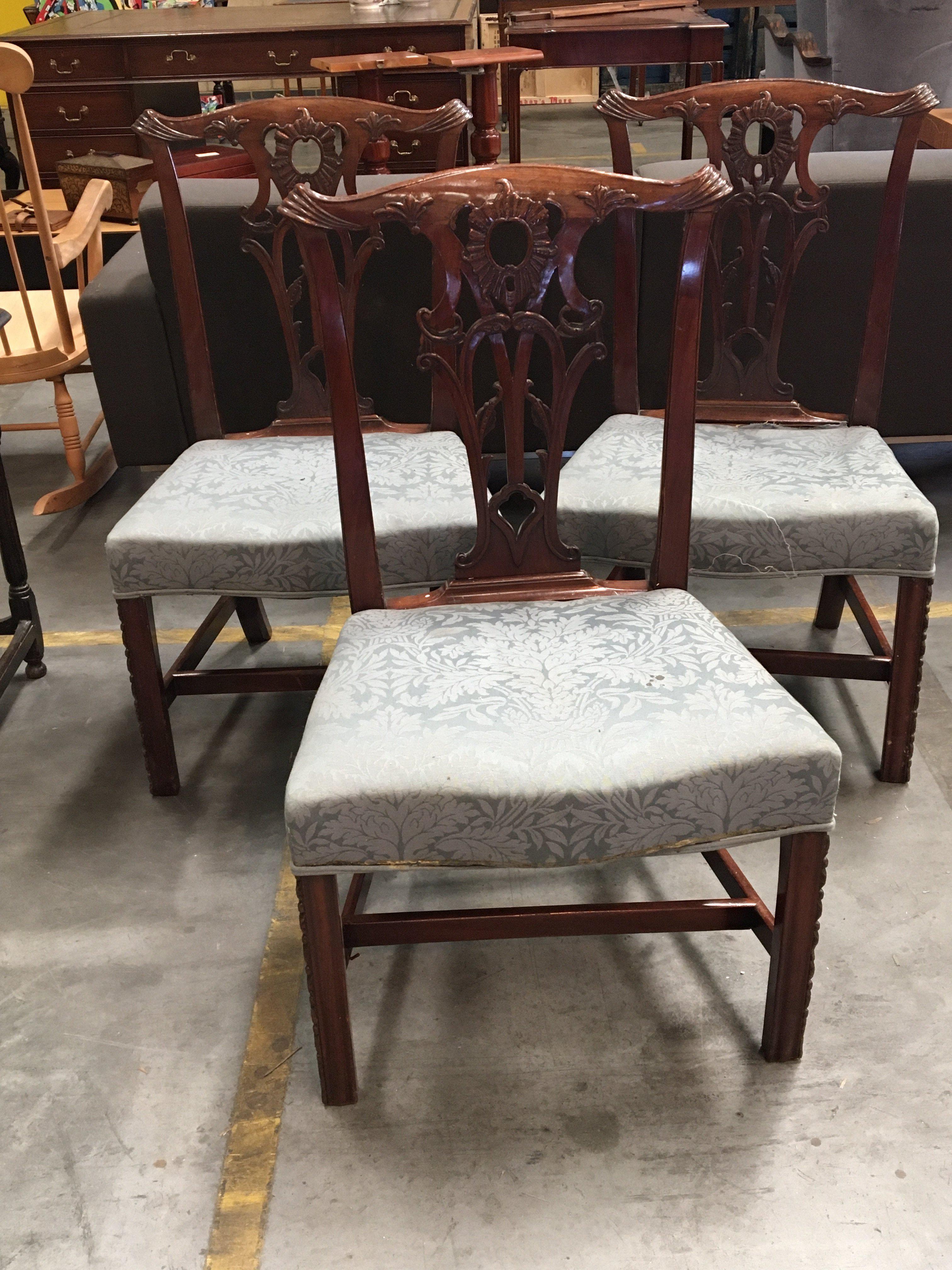 Three George III design mahogany dining chairs (3)