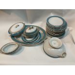 A late Victorian Worcester part dinner service with turquoise blue border,approx 27pcs.