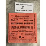 1961 Charity Shield Football Ticket: Tottenham v F