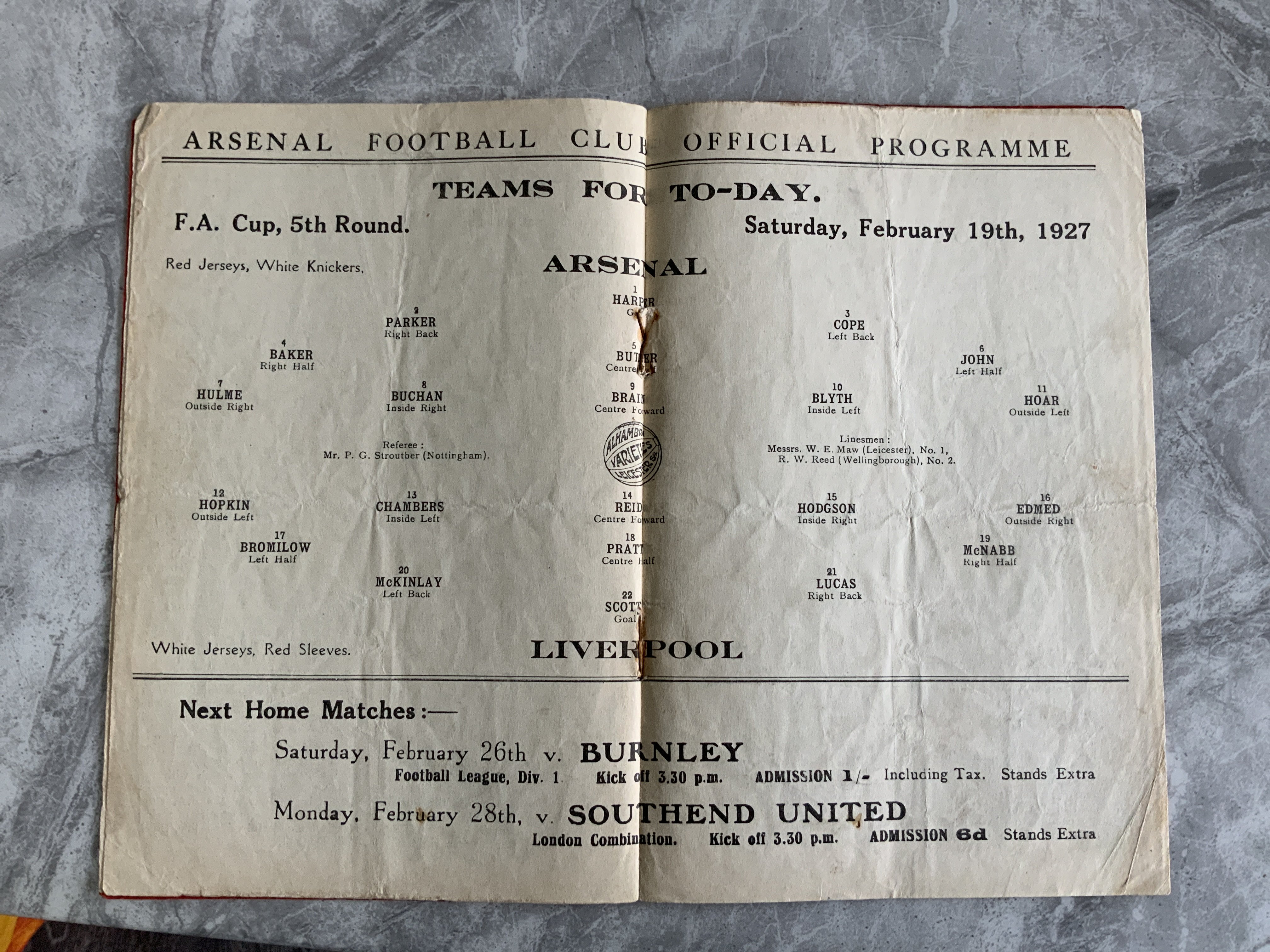 26/27 Arsenal v Liverpool FA Cup Football Programm - Image 2 of 2