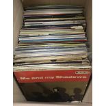 A box of records comprising mainly LPs by various