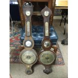 Two mahogany wall barometers, one being mercury fi