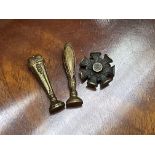 A Victorian seve sided multi seal together with 2