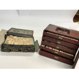 A cased mahjong set and one other vintage mahjong