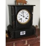 A Victorian black slate mantel clock - NO RESERVE