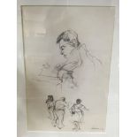 A framed graphite sketching titled ‘ Studies from