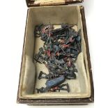 A box of Victorian / Georgian toy lead soldiers.