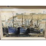 A framed watercolour signed J Rigg depicting moore