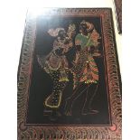 A pair of Burmese lacquer panels 33 cm by 22 cm