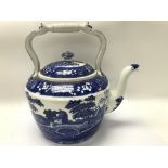 A large blue and white Copeland tea pot.