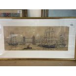 James Jerram watercolour “ Tall Ship on the Thames