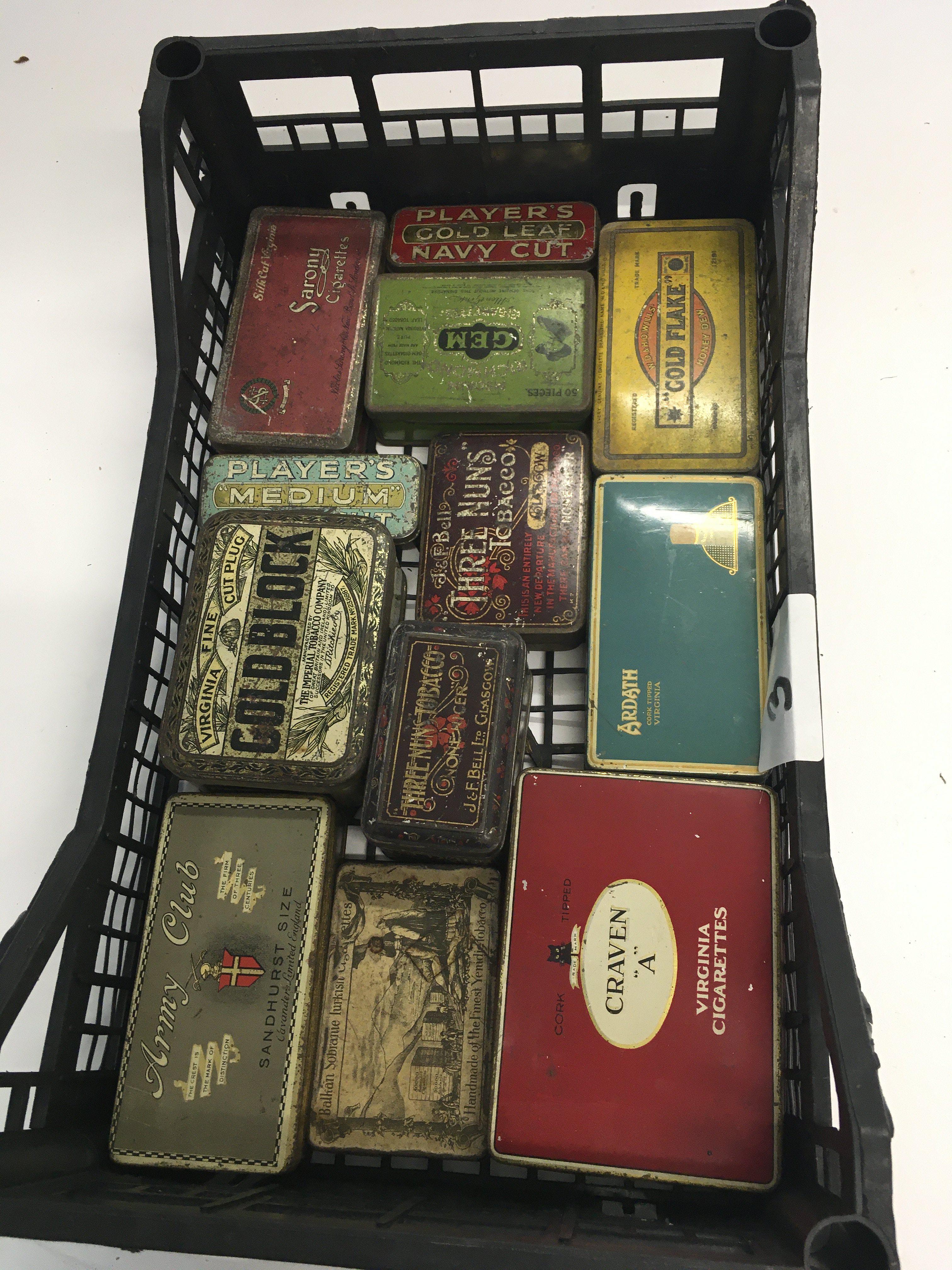 12 vintage tobacco tins, no reserve.