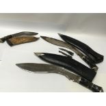 One Indian kukri knife in sheath with skinning kni