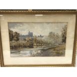 A framed watercolour painting of Windsor Castle. S