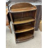 A mahogany floor standing 3 tier bookshelf togethe