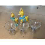 12 original Babycham glasses together with 2 origi