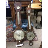 Two mercury filled barometers, one a/f.