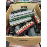 A large box of trains, engines, track,carriages an