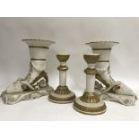 A pair of classical cornucopia vases and a pair of