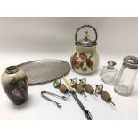 A walker and hall plated jar with an ivory funnel,