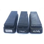 Three wah wah pedals comprising two Cry Baby examp