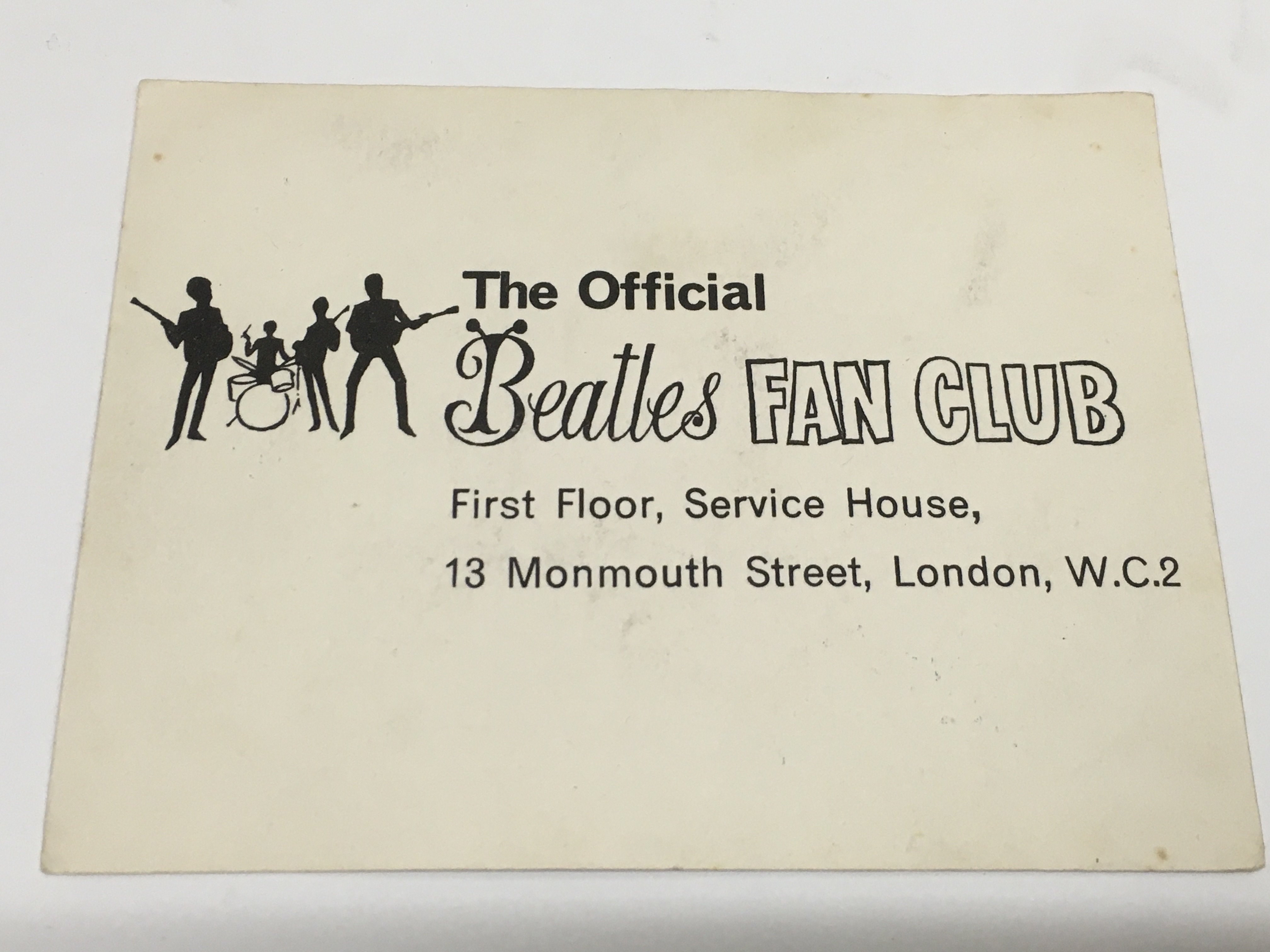 A circa 1963 Beatles Fan Club card with four signa - Image 2 of 2