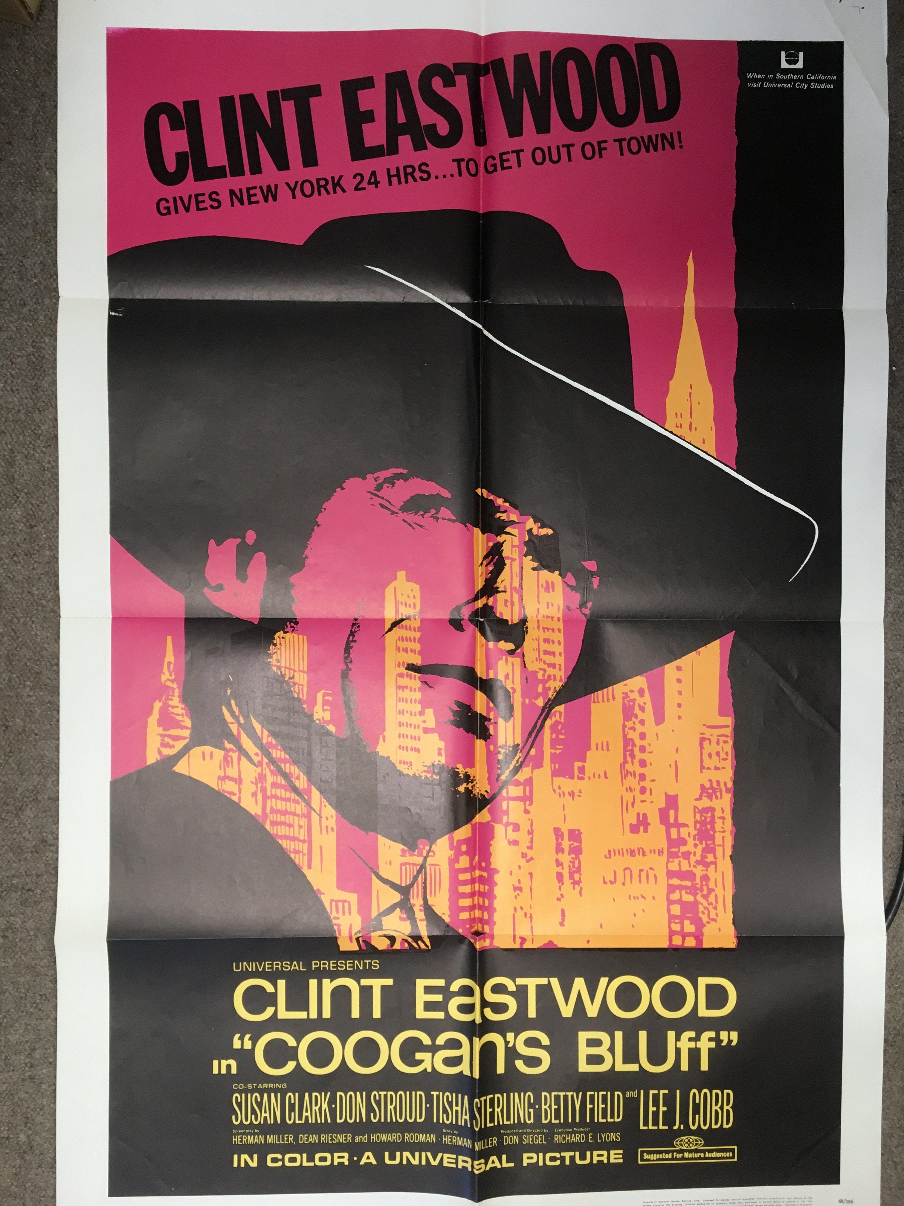 A US one sheet film poster for 'Coogan's Bluff', 1