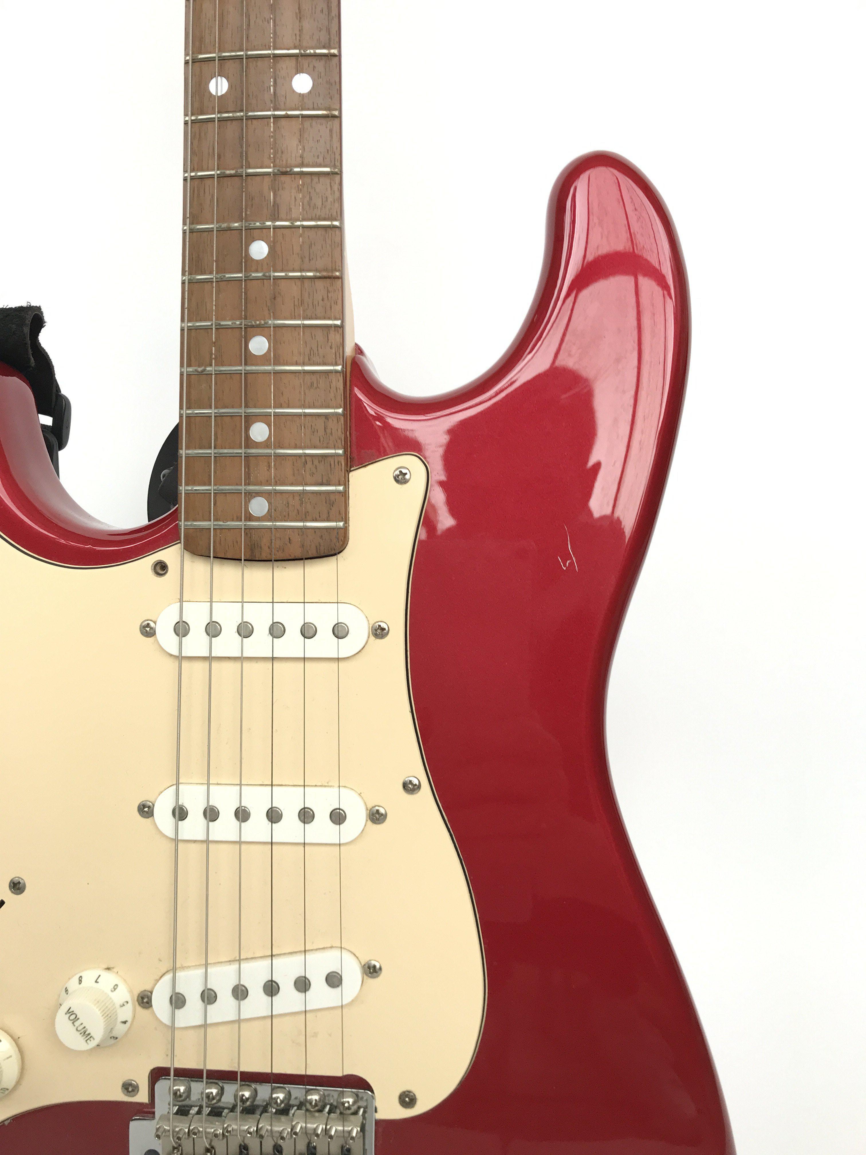 A left handed red Squier Stratocaster (standard se - Image 2 of 4