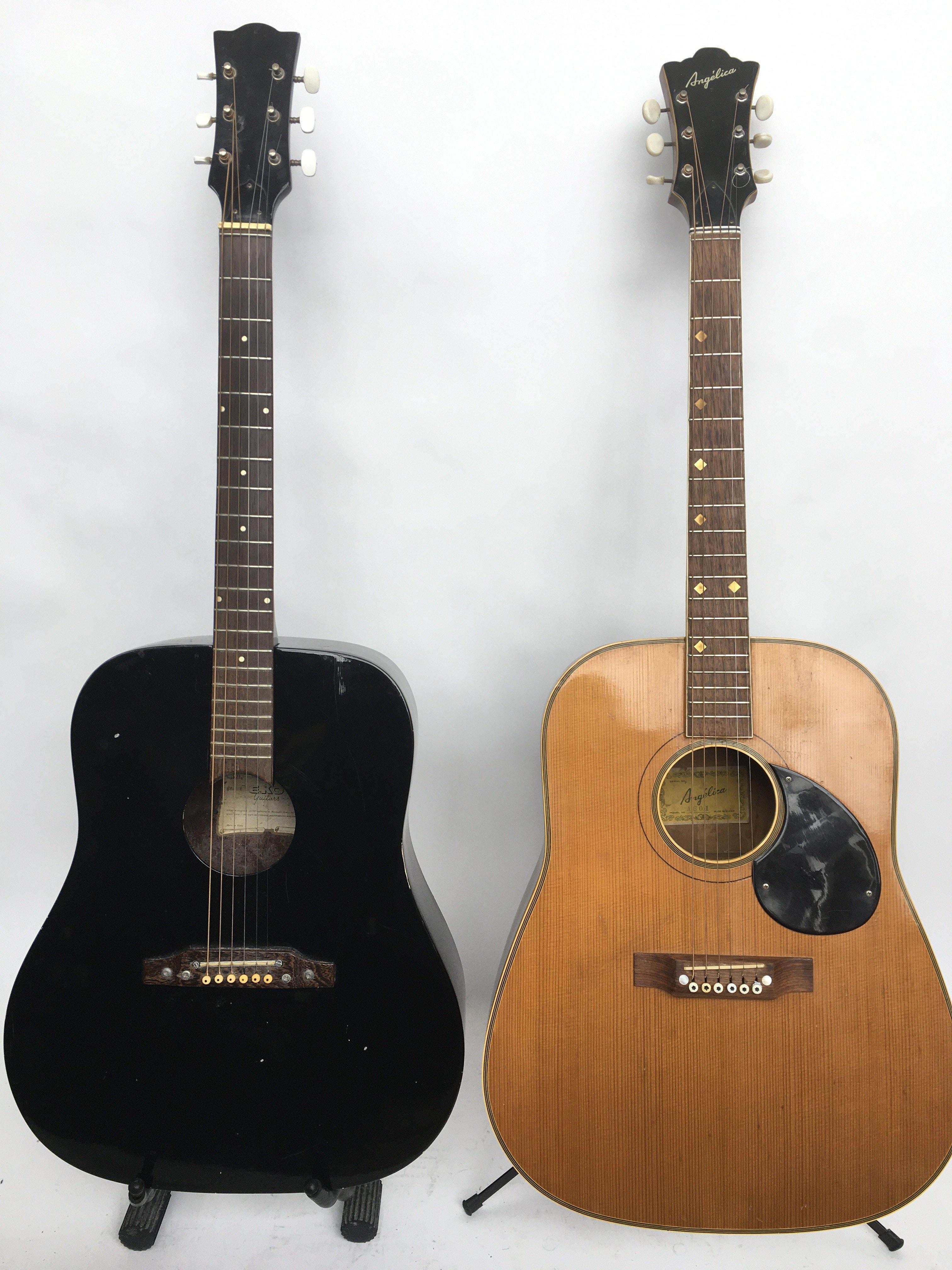 Two acoustic guitars comprising an Eko and an Ange