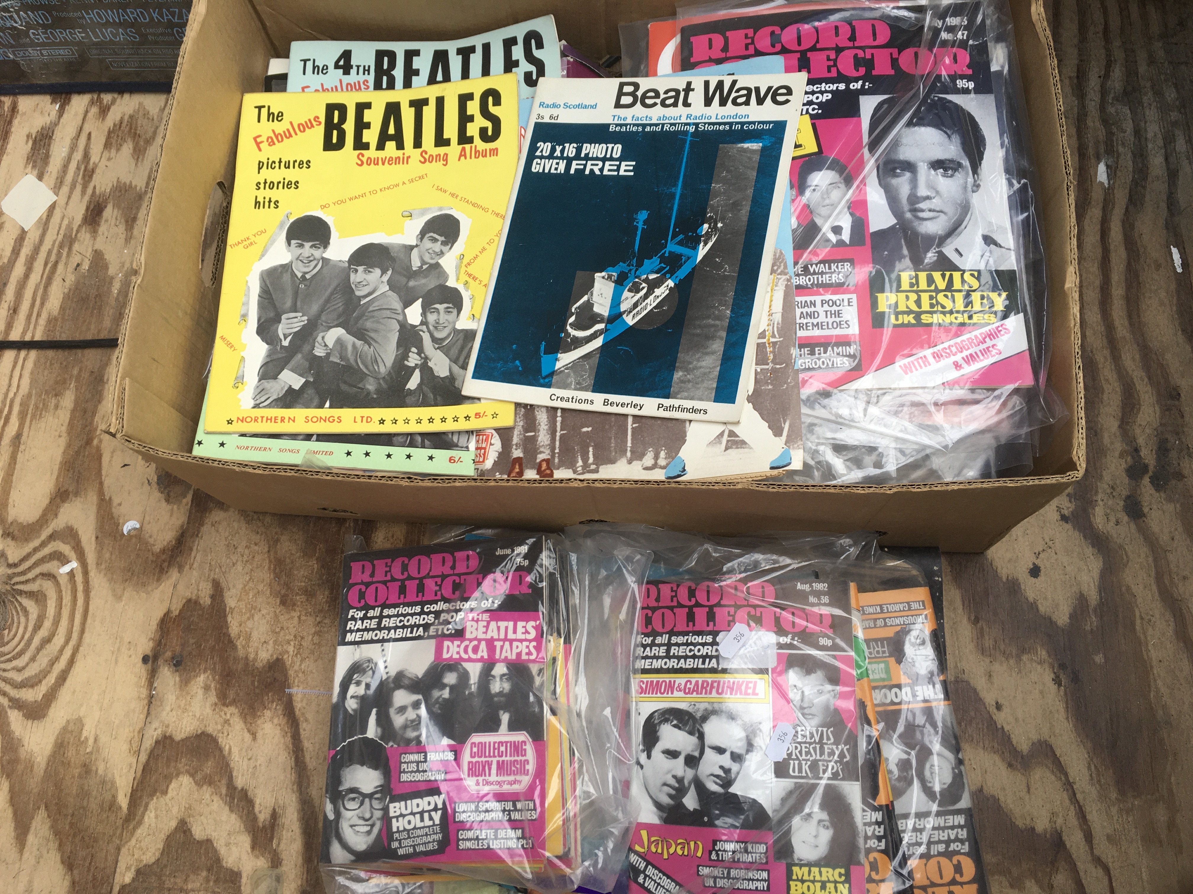 A box of Beatles magazines, Record Collector magaz