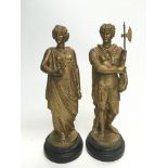 A pair of heavy gilt Ancient Rome figures comprisi