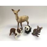 A Beswick bulldog, mouse, panda and a deer (4) - N